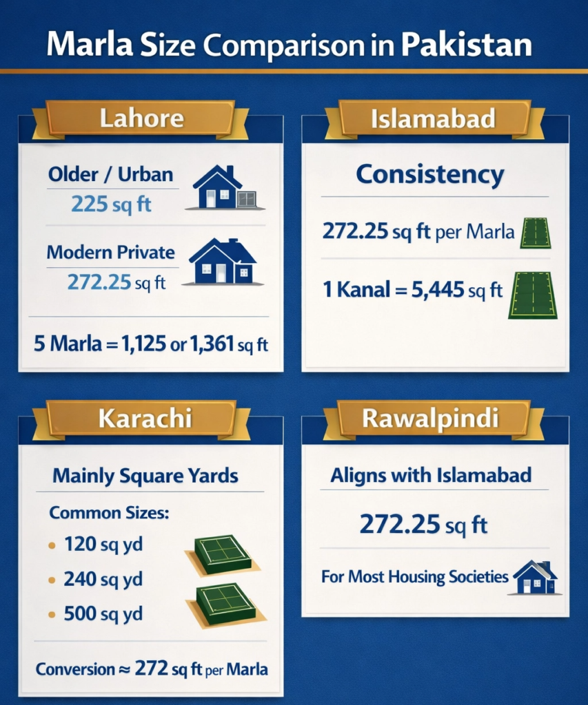 Marla Size Differ In Cities